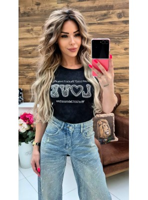 Тениска Love черна